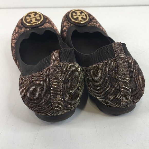 Tory Burch Caroline 2 Ballet Flats in Bronze Leopard Size 6.5M - Picture 4 of 16